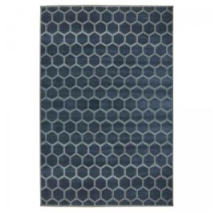 Tapis salon tissé à la main en viscose motif scandinave, bl…