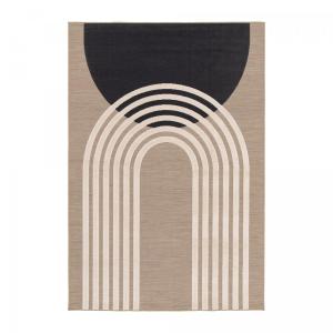 Tapis salon tissé Kilim motif contemporain, beige 160x230