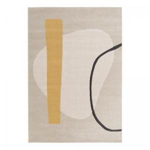 Tapis salon tissé motif abstrait doux et soyeux, beige 120x…