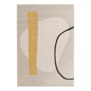 Tapis salon tissé motif abstrait doux et soyeux, beige 200x…