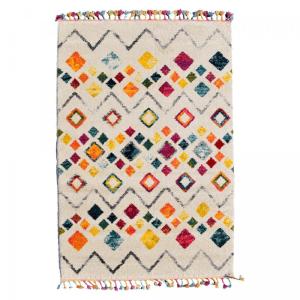 Tapis salon tissé motif berbère doux et soyeux multicolore…