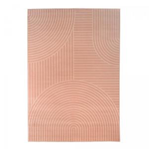 Tapis salon tissé motif géométrique contemporain, rose 200x…