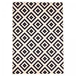 Tapis salon tissé motif géométrique scandinave, crème 80x15…