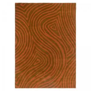 Tapis salon tufté main en laine motif abstrait, orange 160x…