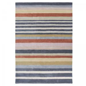 Tapis salon tufté main en laine motif géométrique, multicol…