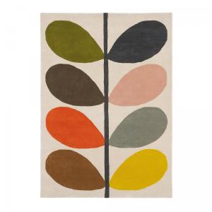 Tapis salon tufté main en laine motif seventies, multicolor…