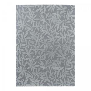 Tapis salon tufté main en laine naturel motif floral, gris…