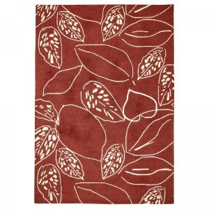 Tapis salon tufté main en laine naturel motif floral, rouge…