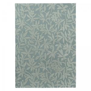 Tapis salon tufté main en laine naturel motif floral, vert…