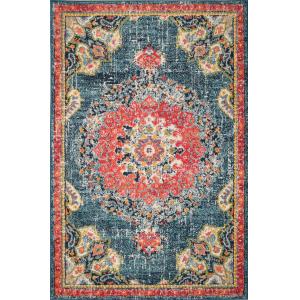 Tapis salon vintage en laine artificielle bleu turquoise 12…