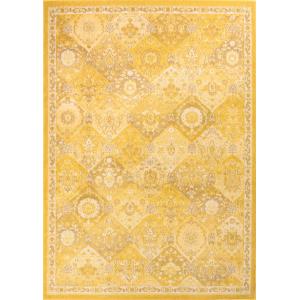 Tapis salon vintage en laine artificielle jaune 120X170