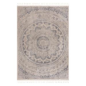 Tapis scandinave à franges tressées crème et gris 120x170cm…