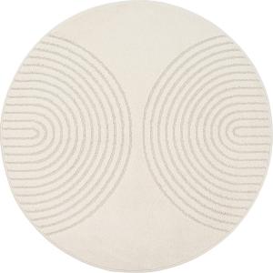 Tapis scandinave moderne salon, crème, 120 cm rond