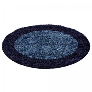 Tapis shaggy 120x120 rond bleu, bleu foncé