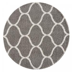 Tapis shaggy 120x120 rond Rond gris