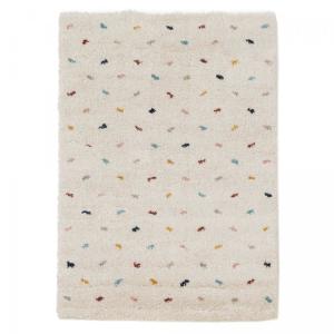 Tapis shaggy 120x170 rose, écru, bleu