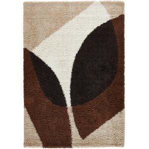 Tapis shaggy à poils long à motif abstrait - Marron - 120x1…