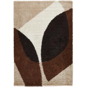 Tapis shaggy à poils long à motif abstrait - Marron - 160x2…