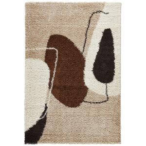 Tapis shaggy à poils long à motif artistique - Marron - 120…