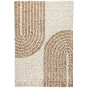 Tapis shaggy à poils long à motif demi-arc - Beige - 200x28…
