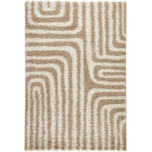 Tapis shaggy à poils long à motif géométrique - Beige - 200…