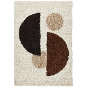 Tapis shaggy à poils long à motif géométrique - Marron - 12…