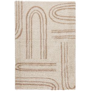 Tapis shaggy à poils long à motif graphique - Beige - 120x1…