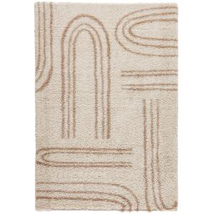 Tapis shaggy à poils long à motif graphique - Beige - 200x2…