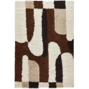 Tapis shaggy à poils long à motif graphique - Marron - 120x…