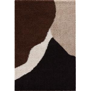 Tapis shaggy à poils long à motif moderne Marron 120x160
