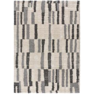 Tapis shaggy abstrait beige/gris 80x150 cm