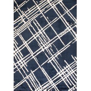 Tapis shaggy abstrait motif géométrique bleu - 120x160 cm