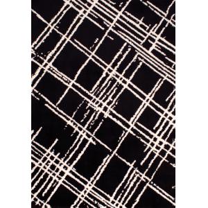 Tapis shaggy abstrait motif géométrique noir - 120x160 cm