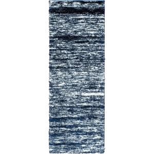 Tapis shaggy abstrait style moderne bleu - 80x150 cm