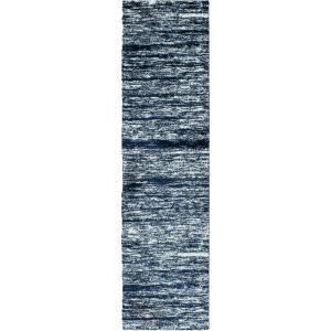Tapis shaggy abstrait style moderne bleu - 80x300 cm