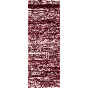 Tapis shaggy abstrait style moderne rouge - 67x180 cm