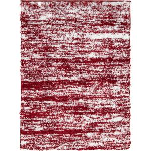 Tapis shaggy abstrait style moderne rouge - 67x90 cm