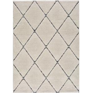 Tapis shaggy avec relief noir et blanc 80x150 cm