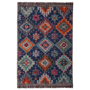 Tapis shaggy bleu, orange et vert 133x190cm