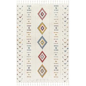 Tapis Shaggy Bohème Multicolore/Blanc 160x213