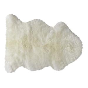 Tapis shaggy en peau de mouton ivoire 55 x 90 cm