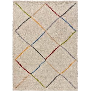 Tapis shaggy ethnique beige/multicolore 133x190 cm