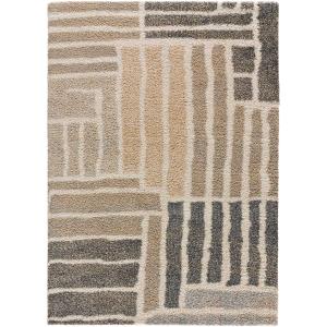 Tapis shaggy gris et beige, 133x190 cm