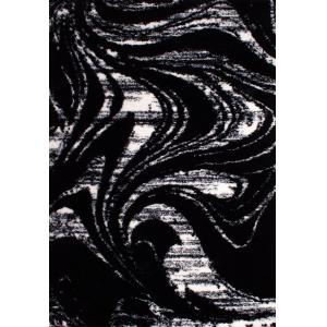Tapis shaggy moderne design noir - 200x290 cm