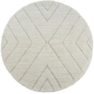 Tapis Shaggy moderne poils longs, crème, 160 cm rond