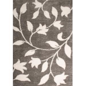 Tapis shaggy motif fleur gris - 160x230 cm