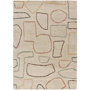 Tapis shaggy scandinave beige/multicolore 80x150 cm