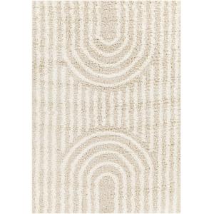 Tapis Shaggy Scandinave Blanc/Beige 160x220