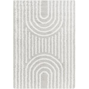 Tapis Shaggy Scandinave Blanc/Gris 160x220