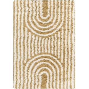 Tapis Shaggy Scandinave Blanc/Ocre 160x220